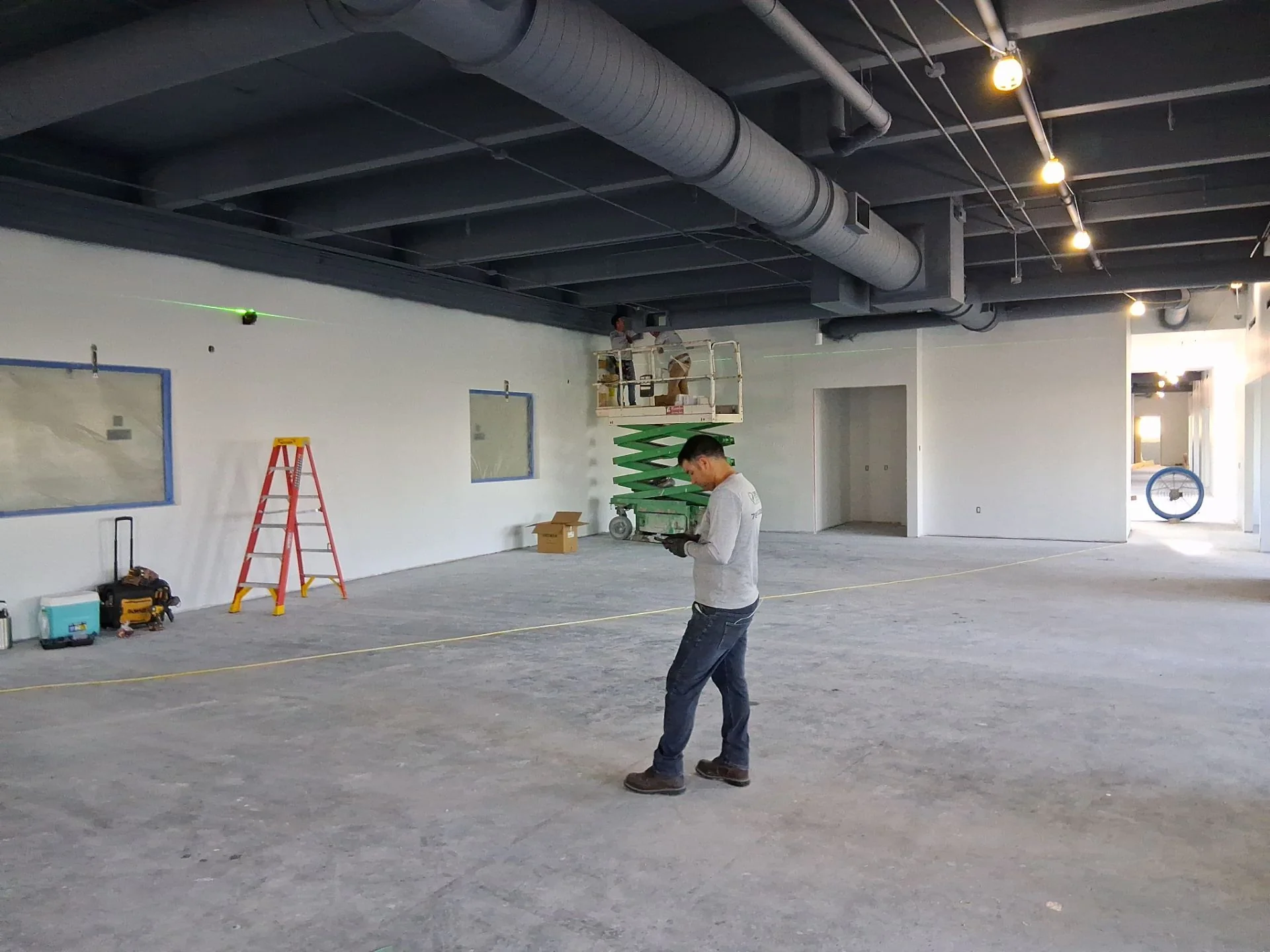 Interior build-out with lift equipment