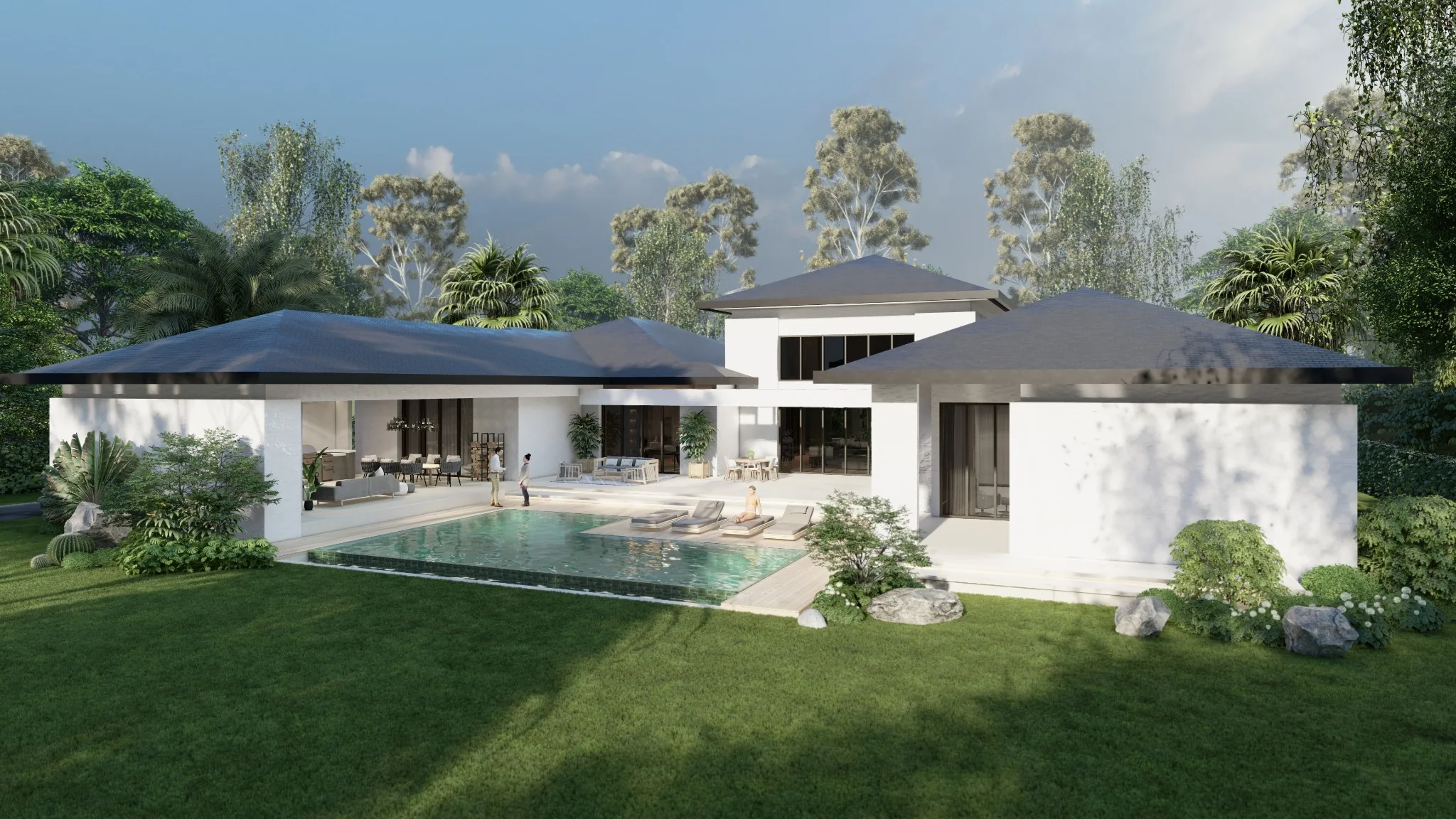 Angel House alternate living and kitchen rendering