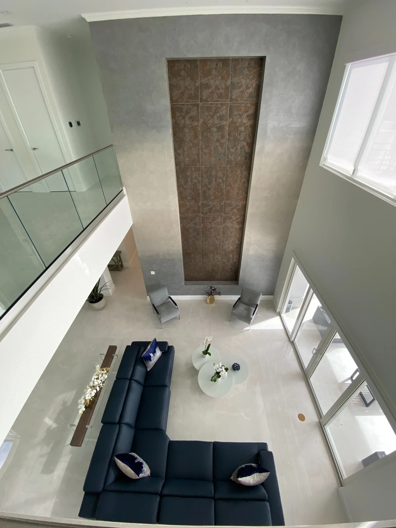 Double-height interior living space
