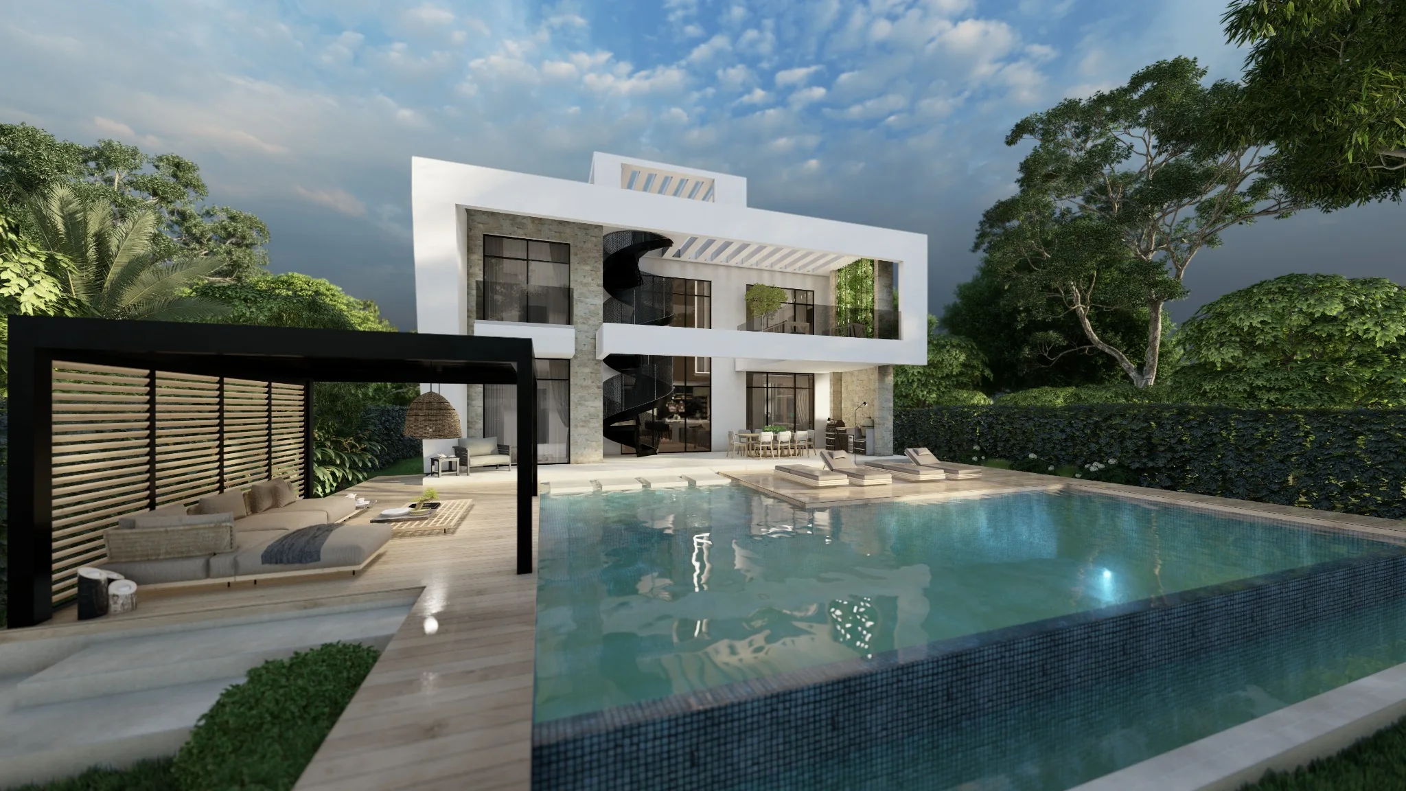 Tony House backyard pool rendering