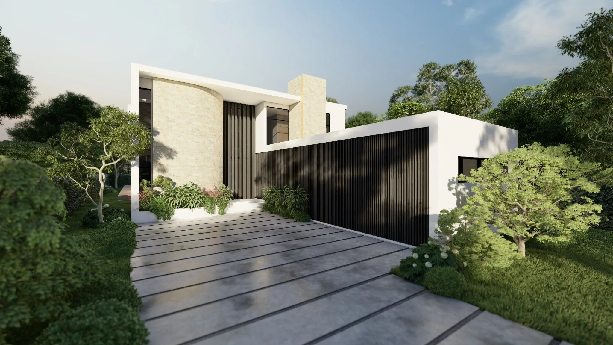 Tony House modern entry rendering